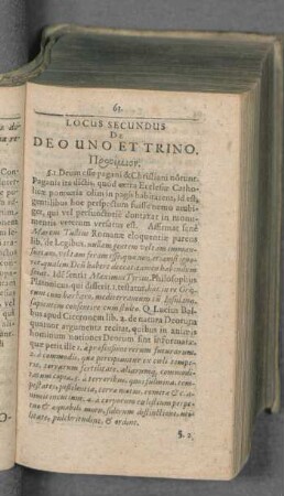Locus Secundus De Deo uno et trino.