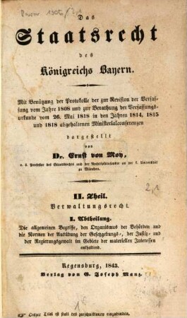 Lehrbuch des bayerischen Staatsrechts. 2,1