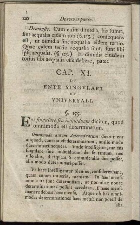 Cap. XI. De Ente Singulari Et Universali.