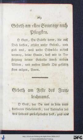 Gebeth am ersten nach Pfingsten - Gebeth am 24sten.