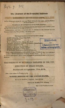 Journal of the Franklin Institute : engineering and applied mathematics. 76. 1863, Nr. 456 = 3. Ser., Vol. 46