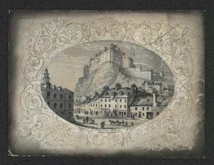 Ansicht vom Castle in Edinburgh, Stich um 1860 : From the Grass market / W. Banks del.. W. H. Lizars sc. - [S.l.] , [um 1860?]. - 1 Kunstbl. : Stich ; 8 x 6 cm