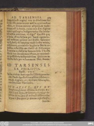 Ad Tarsenses Ex Philippis, Epist. IIII.