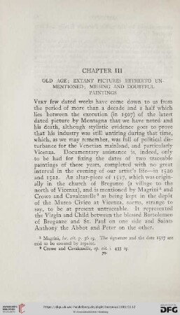 Chapter III: Old Age; extant pictures hitherto unmentioned; missing and doubtful paintings