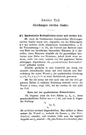 Zweiter Teil. Gleichungen zweiten Grades.