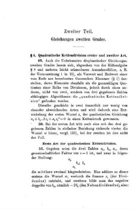 Zweiter Teil. Gleichungen zweiten Grades.