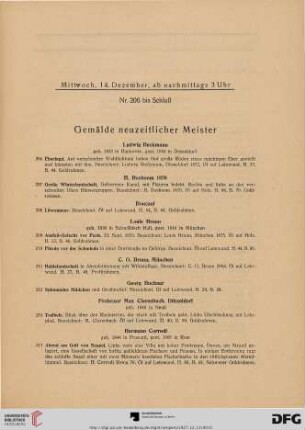 Gemälde neuzeitlicher Meister (Nr. 206-276)