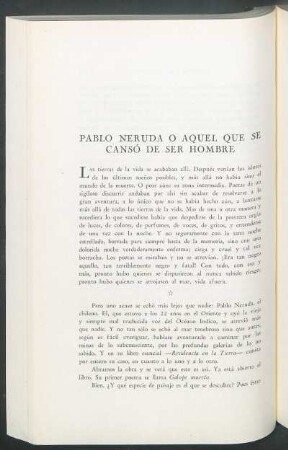 Pablo Neruda o aquel que se cansó de ser hombre