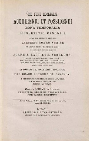 De jure ecclesiae acquirendi et possidendi bona temporalia