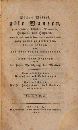 Sichere Mittel alle Wanzen ... ganz gewiß zu vertreiben