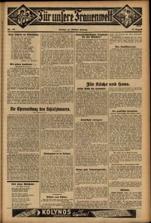 Zweite Ausgabe vom Donnerstag, den 17. August 1933.