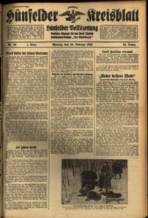 Erste Ausgabe vom Montag, den 28. Februar 1938.
