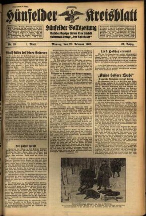 Erste Ausgabe vom Montag, den 28. Februar 1938.