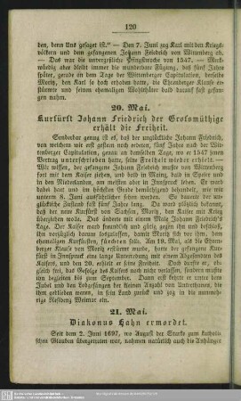 21. Mai. Diakonus Hahn ermordet
