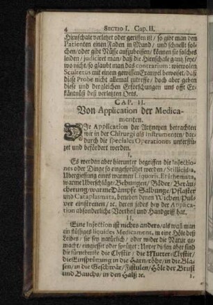 Cap. II. Von Application der Medicamenten.