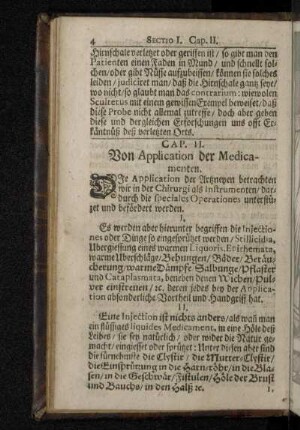 Cap. II. Von Application der Medicamenten.