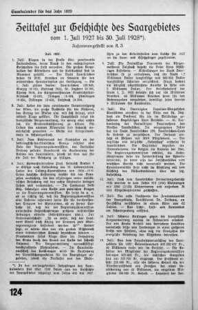 Zeittafel ( Juli 1927 bis Juli 1928)