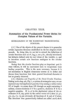 Chapter XXIX. Summation of the Fundamental Power-Series for Complex Values of the Variable.