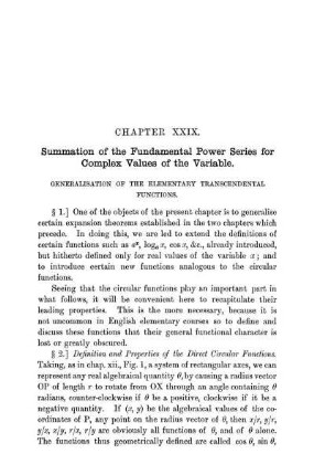Chapter XXIX. Summation of the Fundamental Power-Series for Complex Values of the Variable.