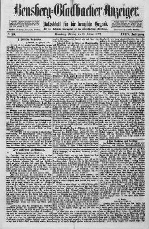 Bensberg-Gladbacher Anzeiger. 1870-1907