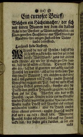 Ein curioser Brieff/[...]
