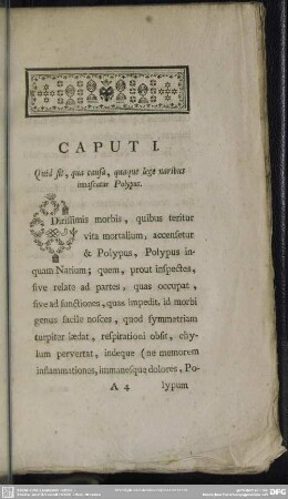 Caput I. Quid sit, qua causa, quaque lege naribus innascatur Polypus