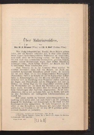 Über Malariarezidive
