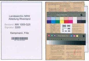 Entnazifizierung Fritz Kampmann , geb. 02.07.1905 (Haendler)