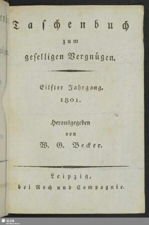 Taschenbuch zum geselligen Vergnügen