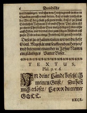 Textus, Psal. 31. v. 6.