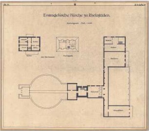 Billing, Hermann; Rheinfelden (Baden-Württemberg); Ev. Kirche - Grundriss Keller und DG
