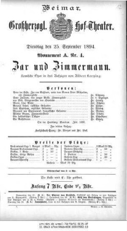 Zar und Zimmermann