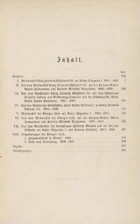V-VI, Inhaltsverzeichnis