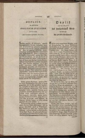 Duplik auf die Replik des kurländischen Adels in Betracht der zweyten Beschwerde.