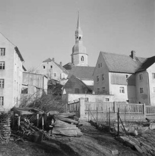 Blick auf die Crostwitzer Kirche : Pohlad na Chróšćansku cyrkej : Crostwitz / Chrósćicy