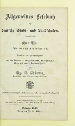 Theil 1: Für die Mittelklassen