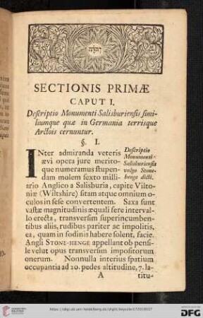 Sectionis primae