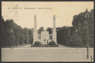 Ansichtskarte Mariannenplatz, "Feuerwehr-Denkmal"