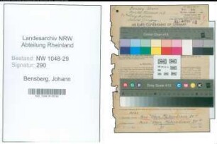 Entnazifizierung Johann Bensberg , geb. 15.11.1894 (Beamter)