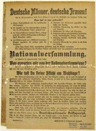 Aufruf der Deutschnationalen Volkspartei zur Wahl der Nationalversammlung 1919