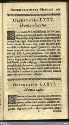 Observatio LXXV. Uvulae relaxatio