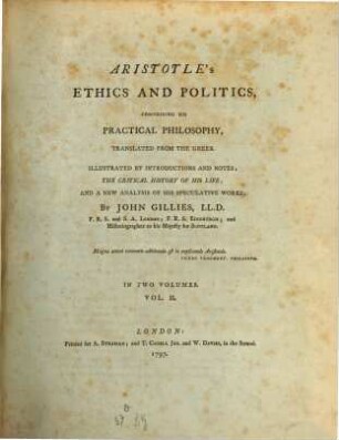Aristotle's Ethics And Politics : Comprising His Practical Philosophy. 2
