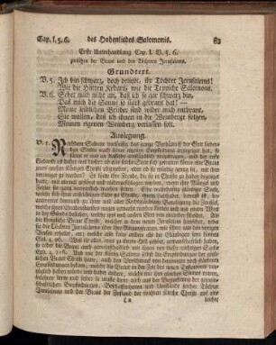 Erste Unterhandlung Cap. I. V. 5. 6. zwischen der Braut und den Töchtern Jerusalems.