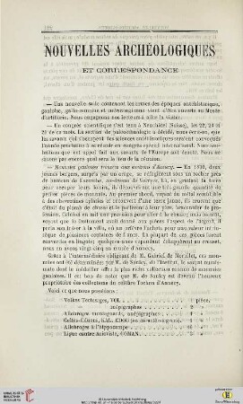 Nouvelles archéologiques et correspondance