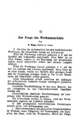 Zur Frage des Werkunterrichts
