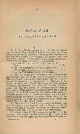 Kosten-Tarif für Grundbuchsachen