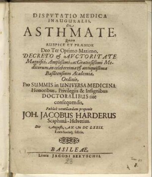 Disputatio Medica Inauguralis, De Asthmate,