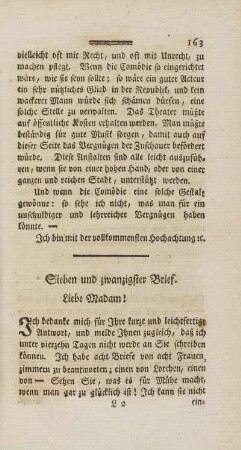 Sieben und zwanzigster Brief