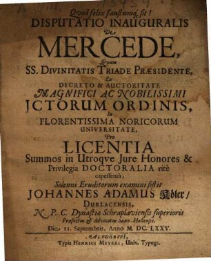Disputatio Inauguralis De Mercede
