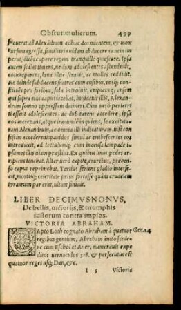 Liber Decimusnonus, De bellis, victoriis, & triumphis iustorum contra impios.